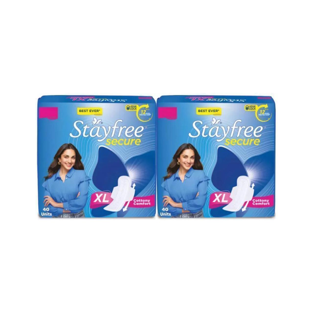 Stayfree Secure Xl Cottony Cover Sanitary Pad(pack Of 80) Combo Pack Sanita