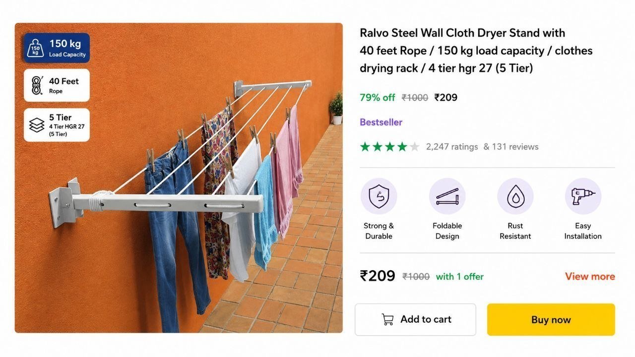 Steel Wall Cloth Dryer Stand 208