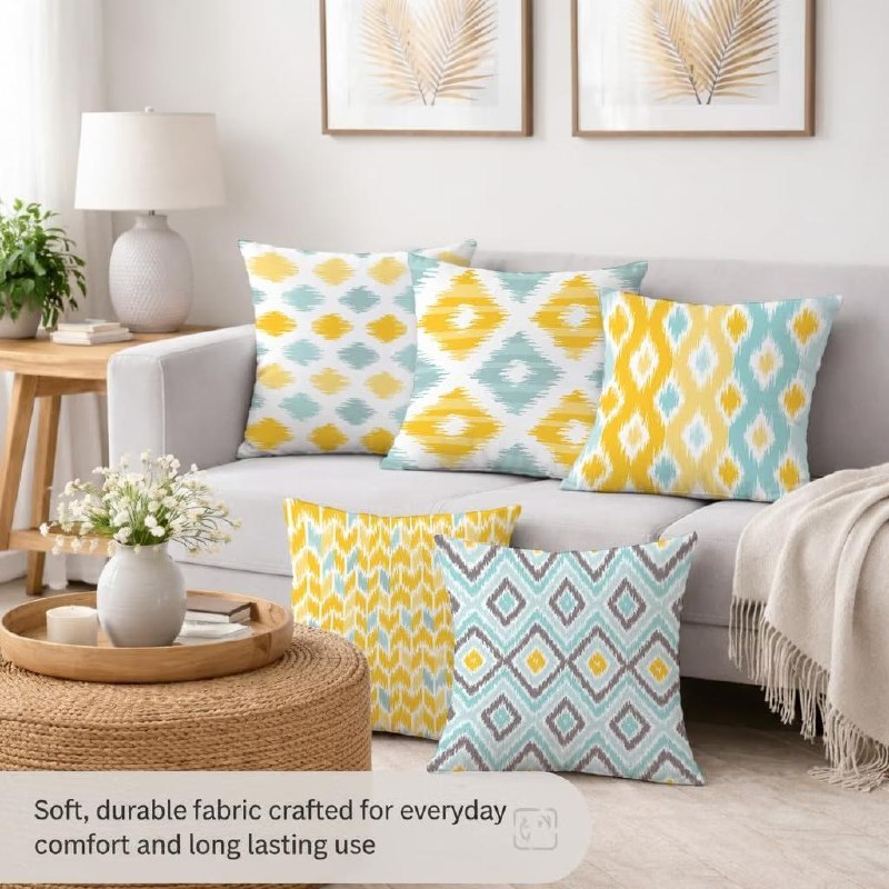 Stitchnest Set Of 5 Jute Cushion Covers 16x16