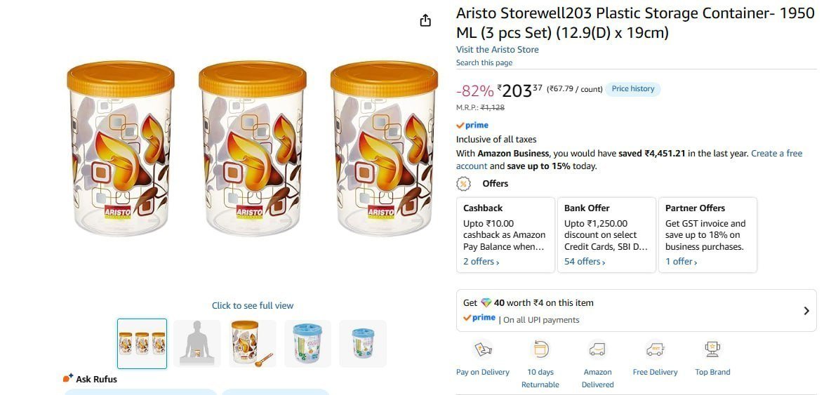 Storage Container- 1950 Ml (3 Pcs Set) 203