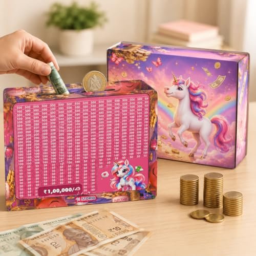 Storio Unicorn Wooden Piggy Bank With Counter