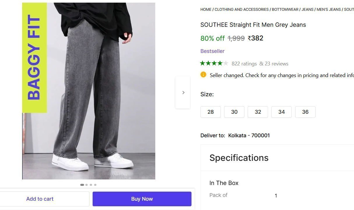 Straight Fit Men Grey Jeans 382