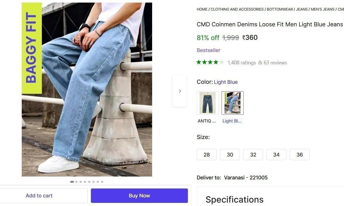 Straight Fit Men Grey Jeans At 360
