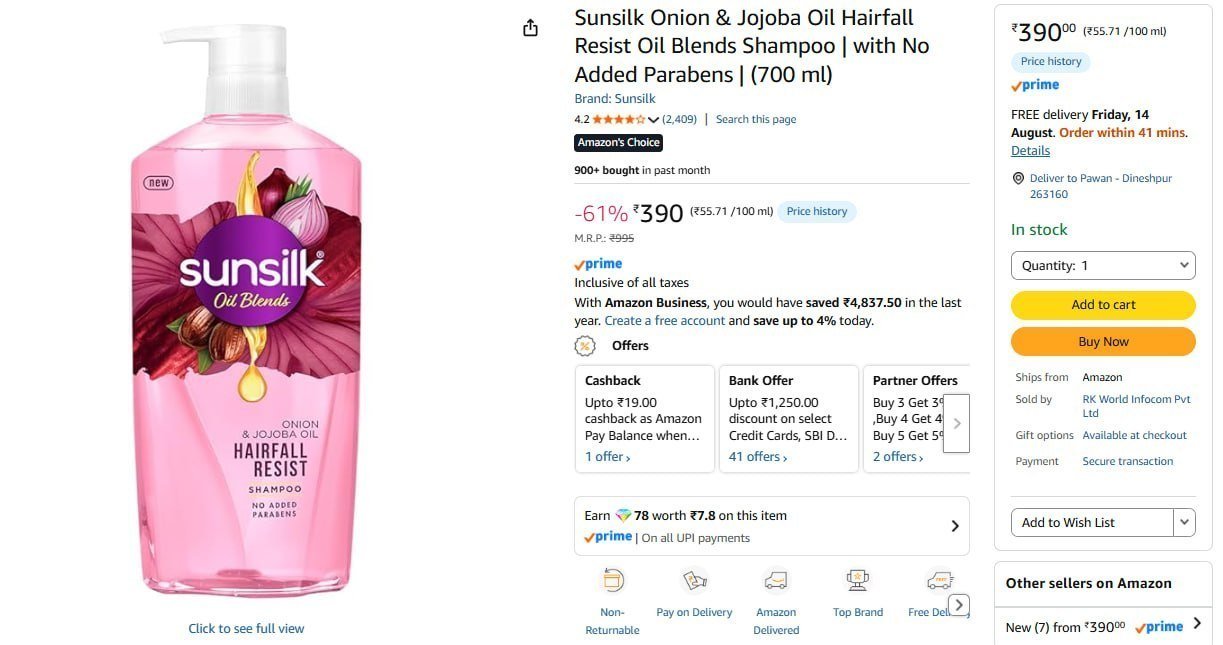 Sunsilk Shampoo 700 Ml 390 Buy Max Qnty