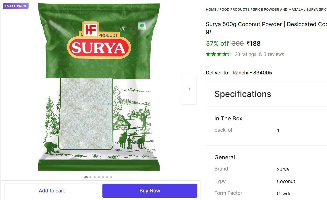 Surya 500g Coconut Powder 188