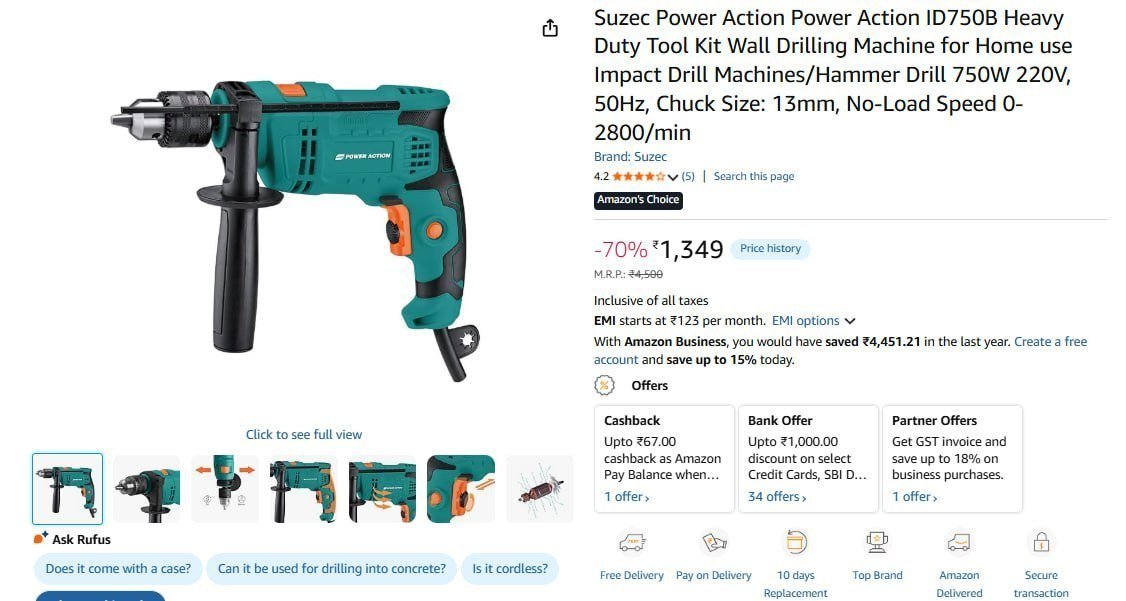 Suzec Power Action Power Action Drilling Machine 1