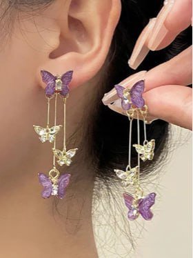 Szn Artificial Stones Studded Korean Drop Earrings