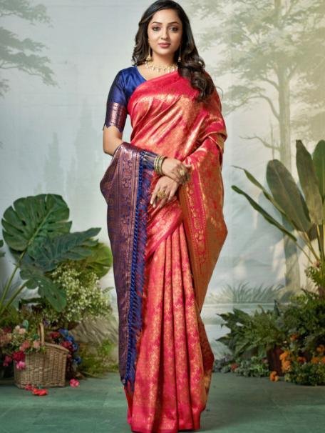 Szn Ethnic Motifs Zari Silk Blend Heavy Work 