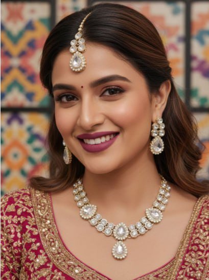 Szn Gold-plated Stone Studded Maang Tika Earr