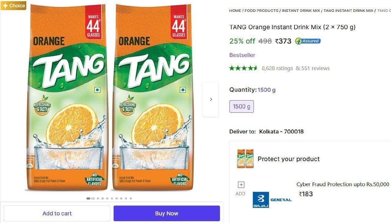 Tang Orange Instant Drink Mix (2 X 750 G) 373