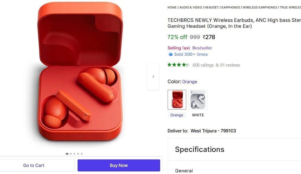 Techbros Newly Wireless Earbuds 278