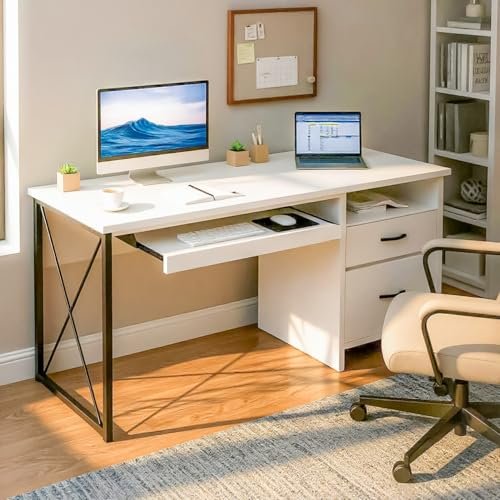 Tekavo Computer Table With Keyboard Tray Two 