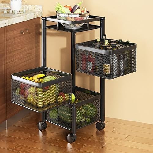 Tex-ro Kitchen Trolley With Wheels 3-layer Me
