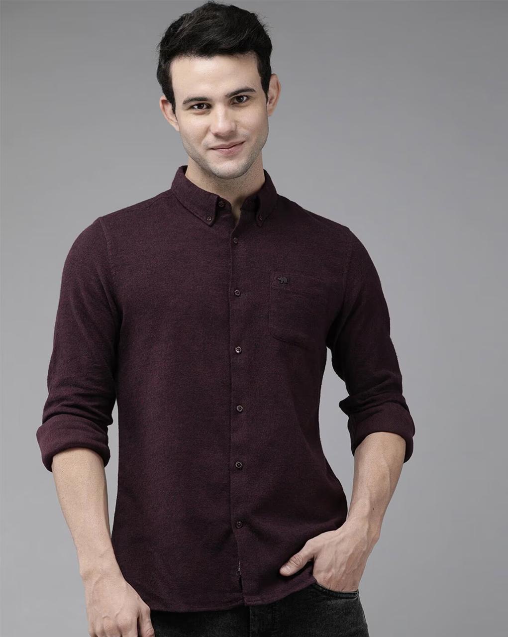 The Bear House Men Textured Slim Fit Shirt Wi
