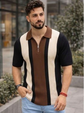 The Beetel House Men Colourblocked Polo T-shi
