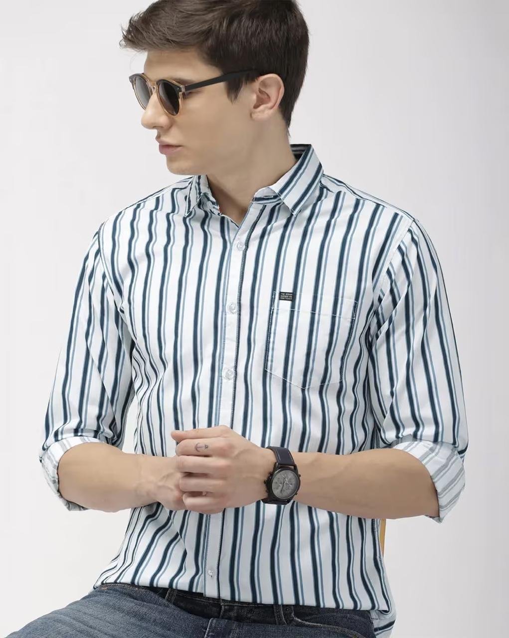 The Indian Garage Co Men Striped Slim Fit Shirt Wi