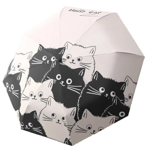 The Purple Tree 2-fold Automatic Cute Cat Umbrella
