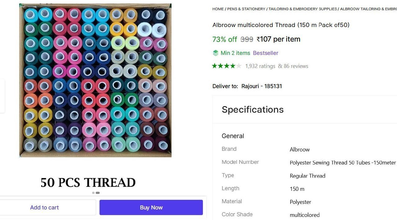 Thread (150 M Pack Of 50) 107 Min Buy - 2