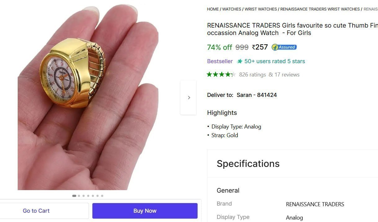 Thumb Finger Ring Adjustable Watch 257
