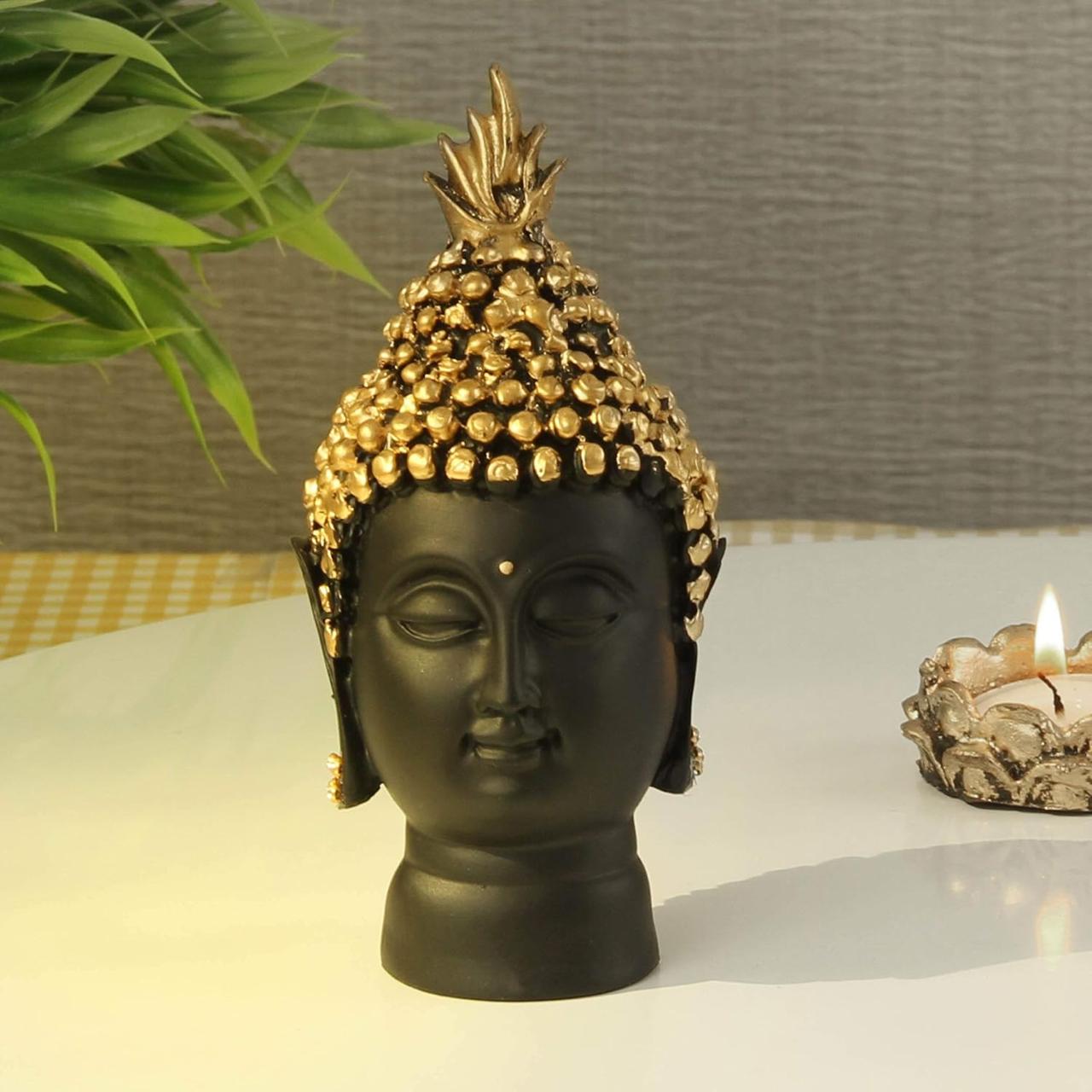 Tied Ribbons Resin Buddha Head Idol Statue Showpie