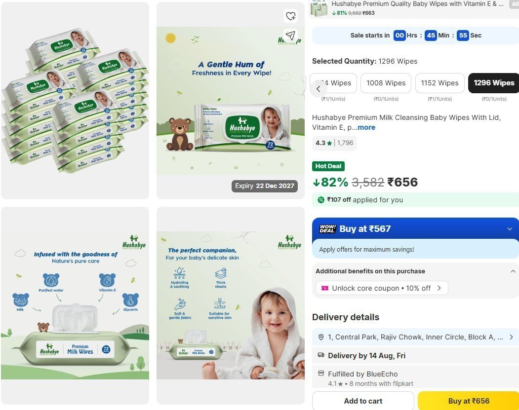Time Deals 80 Baby Walker Wipes 82 Hushabye Premiu