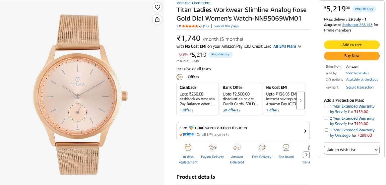 Titan Analog Women Watch 5219
