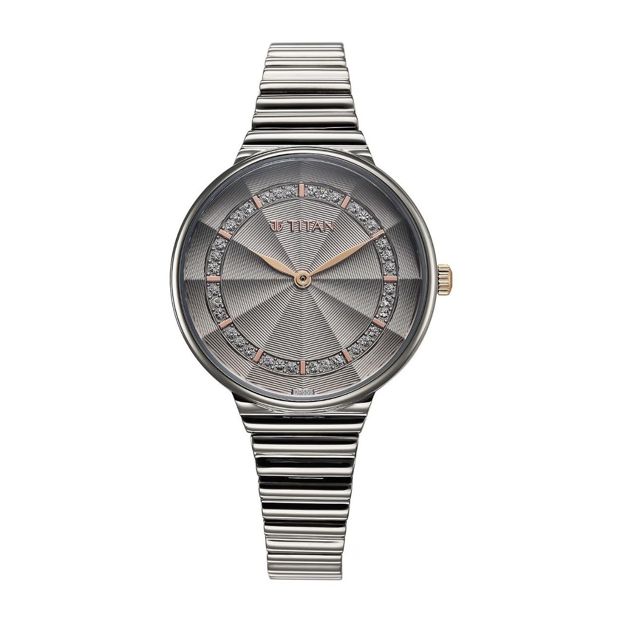 Titan Aura Quartz Analog Grey Dial Stainless 