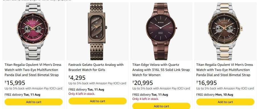 Titan Premium Watches Bank Offers