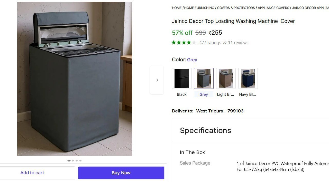 Top Loading Washing Machine Cover 255