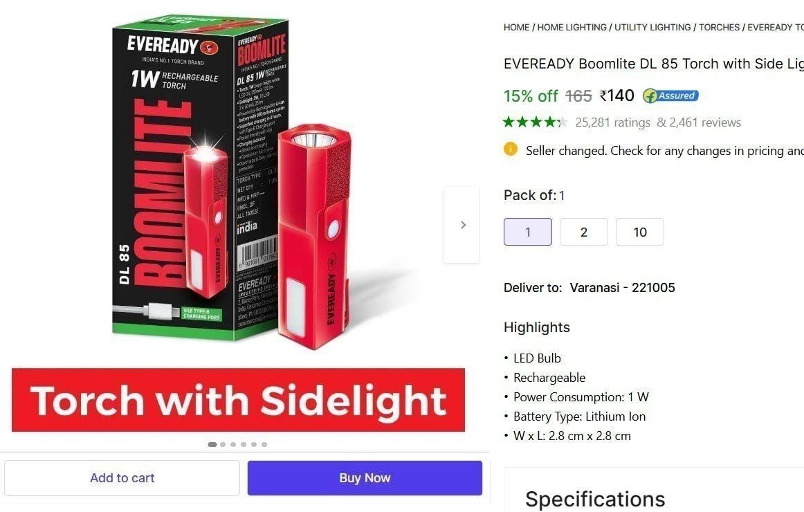 Torch With Side Light 140