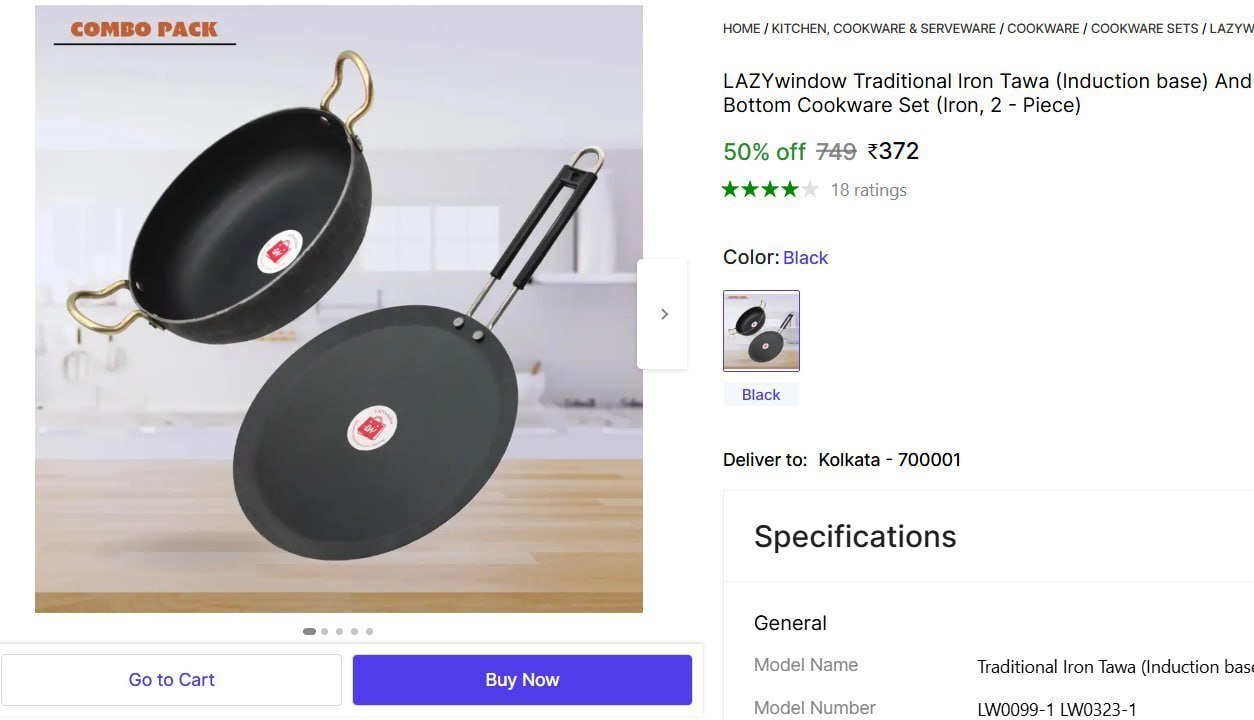Traditional Iron Tawa Kadhai Combo 372