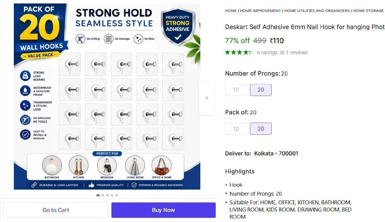 Transparent Hook (pack Of 20) 110