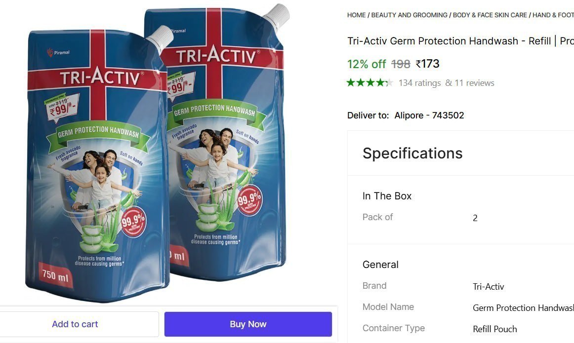 Tri-activ Germ Protection Handwash (2 X 750 Ml) 17