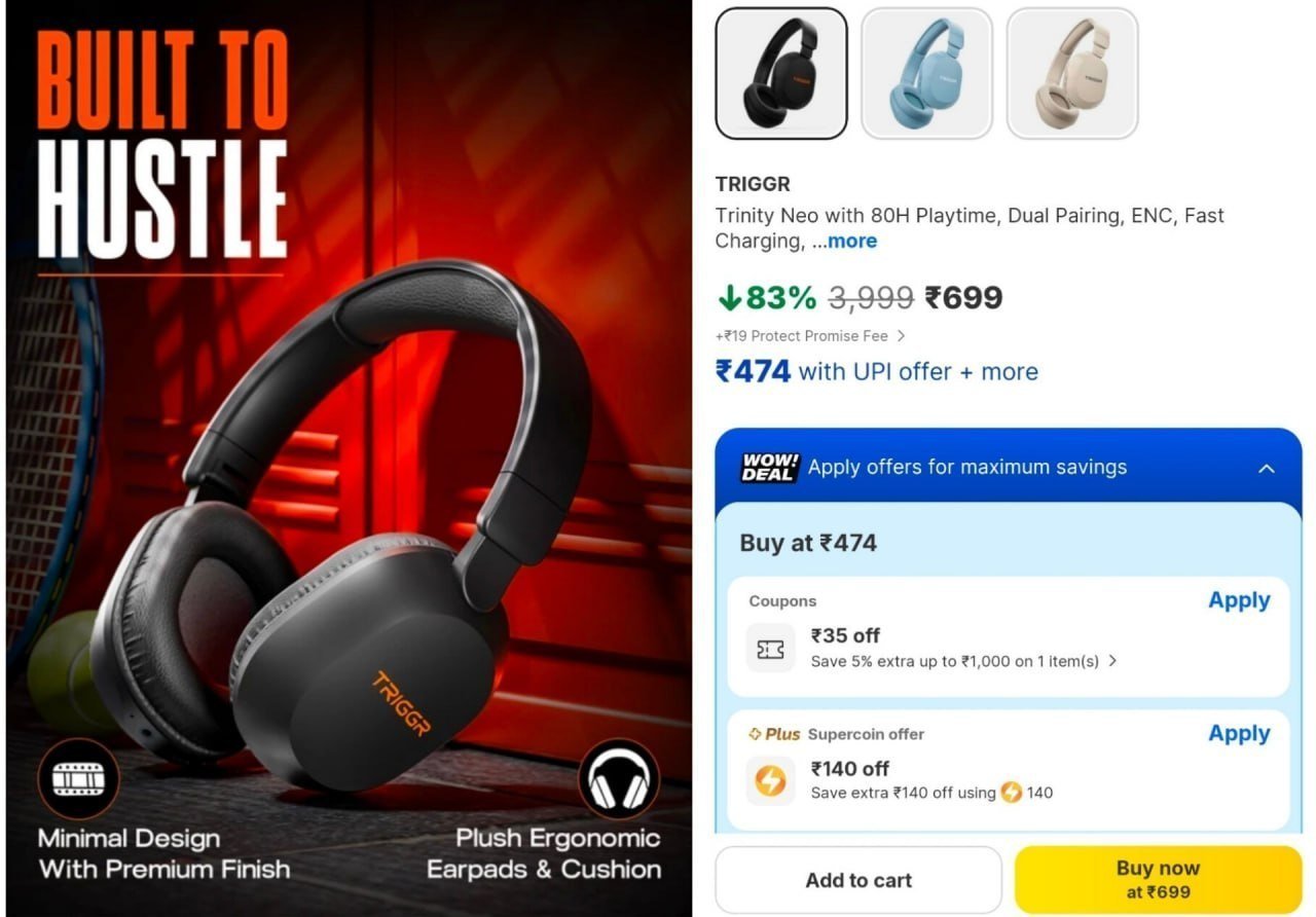 Triggr Bt Headphone 699 3 Colors Available