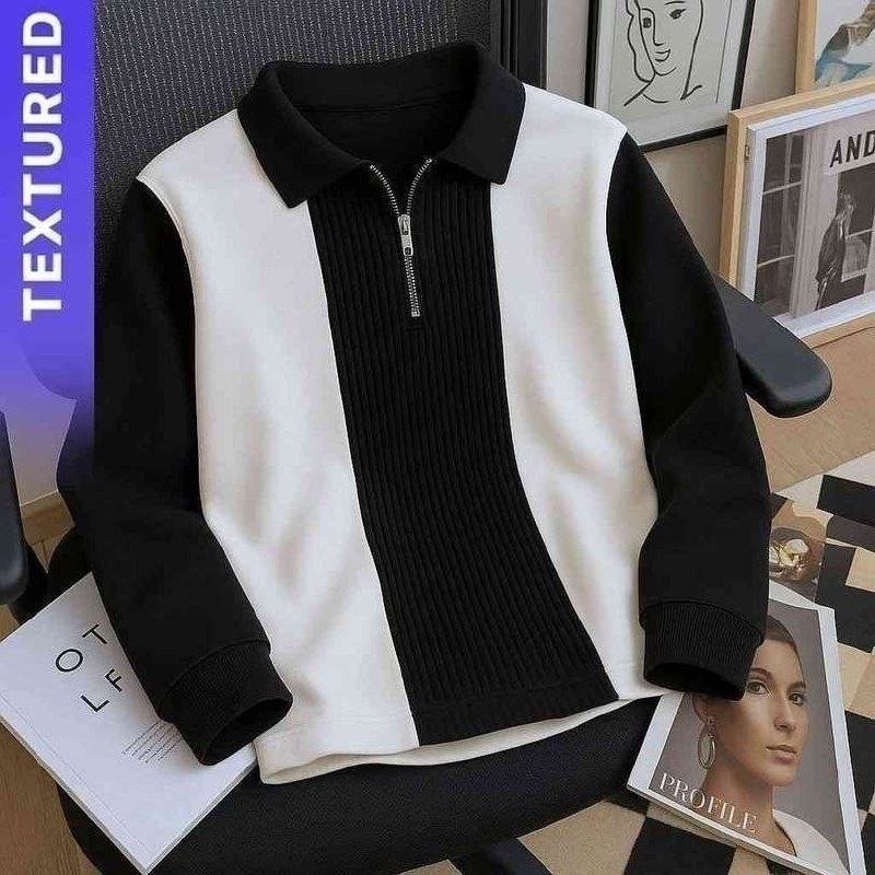 Try This Color Block Men Black T-shirt 259