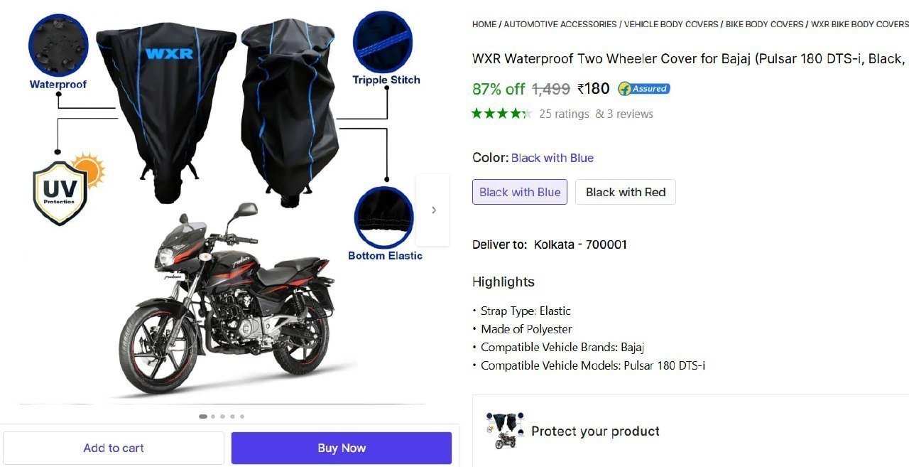 Two Wheeler Cover For Bajaj 180