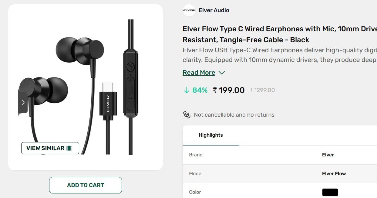 Type C Wired Earphones With Mic 199