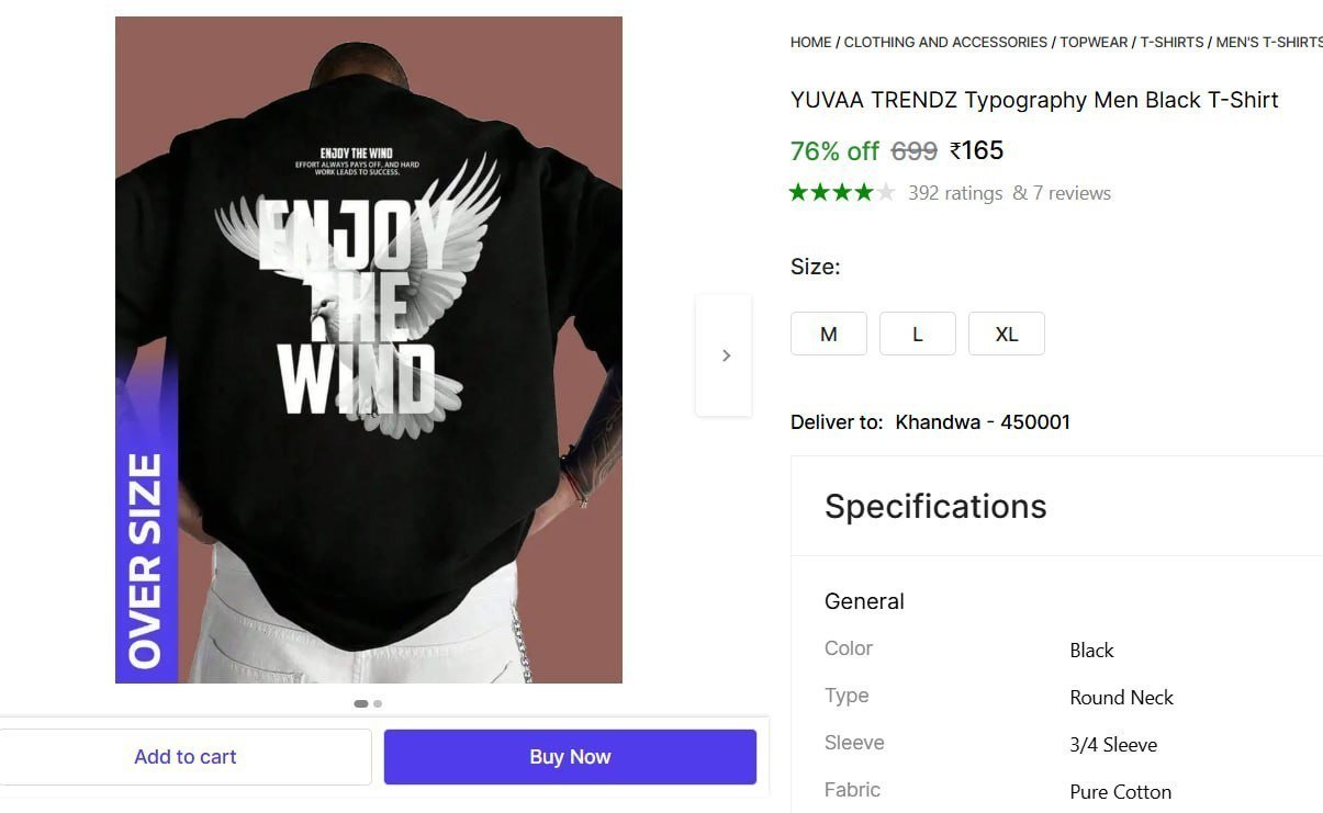 Typography Men Black T-shirt 165