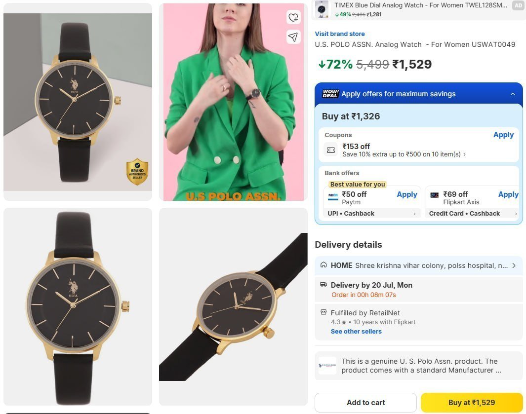 U S Polo Assn Analog Watch 1529
