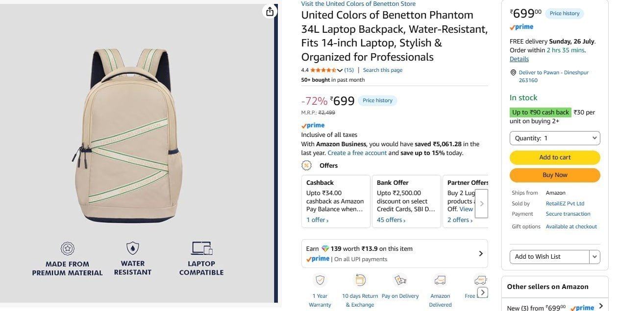 Ucb Laptop Backpack 34l 699