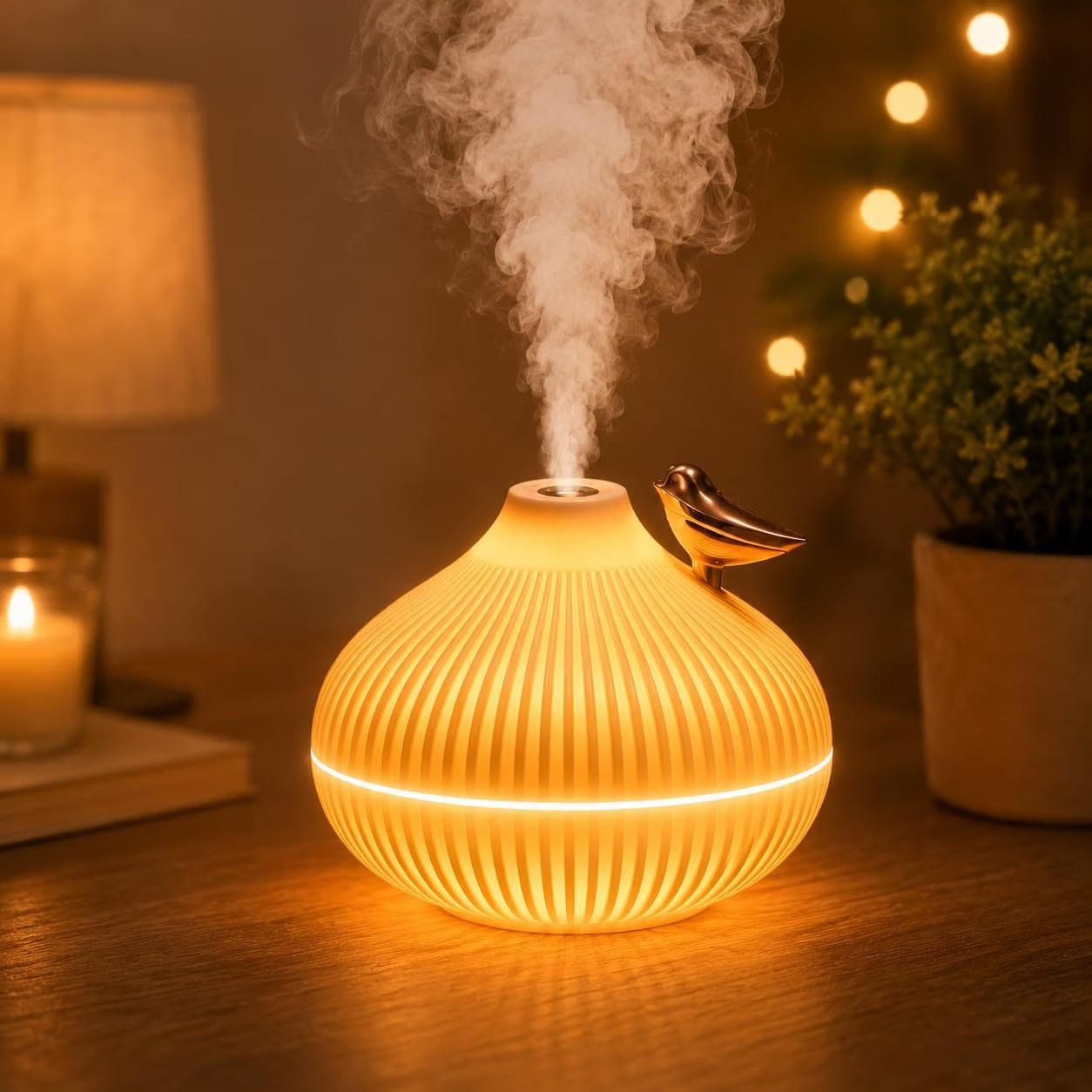Ultrasonic Aroma Diffuser With Warm Led Light