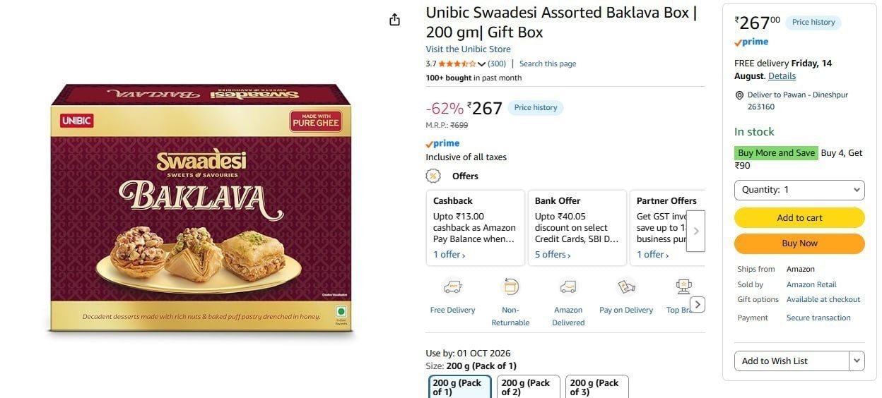 Unibic Swaadesi Assorted Baklava Box 200 Gm 2