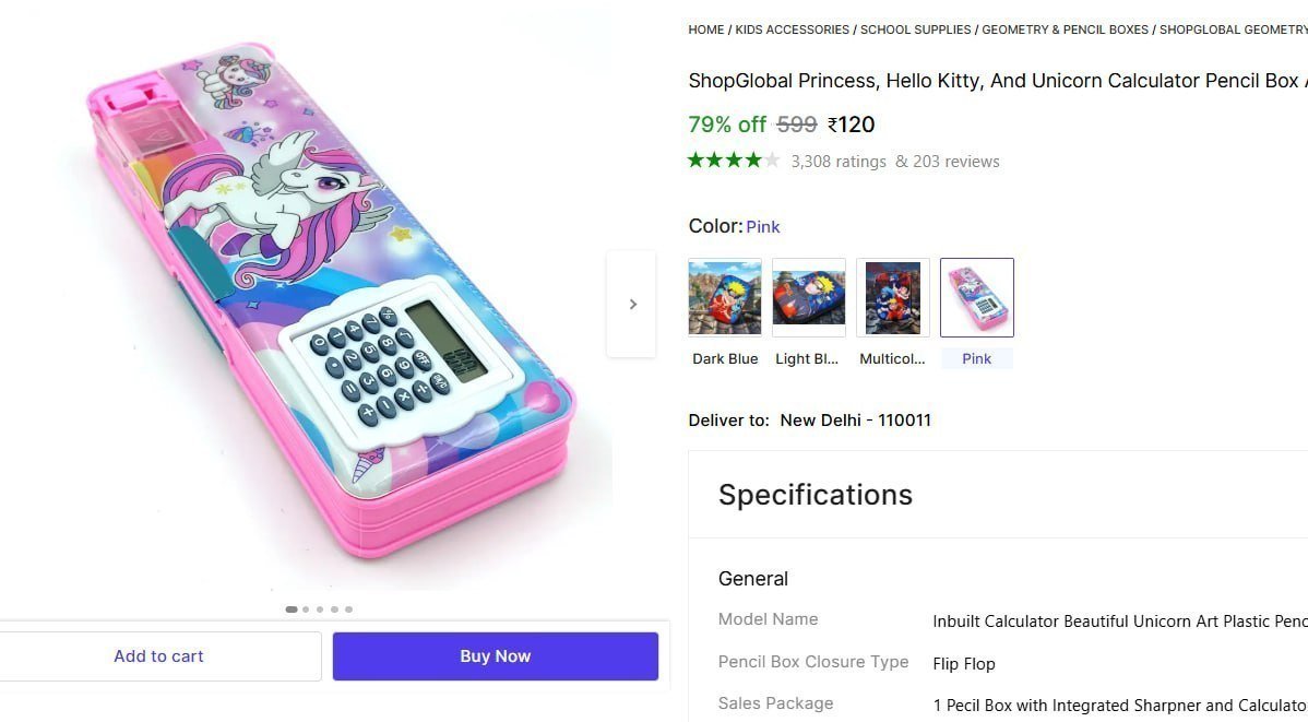 Unicorn Calculator Pencil Box 120