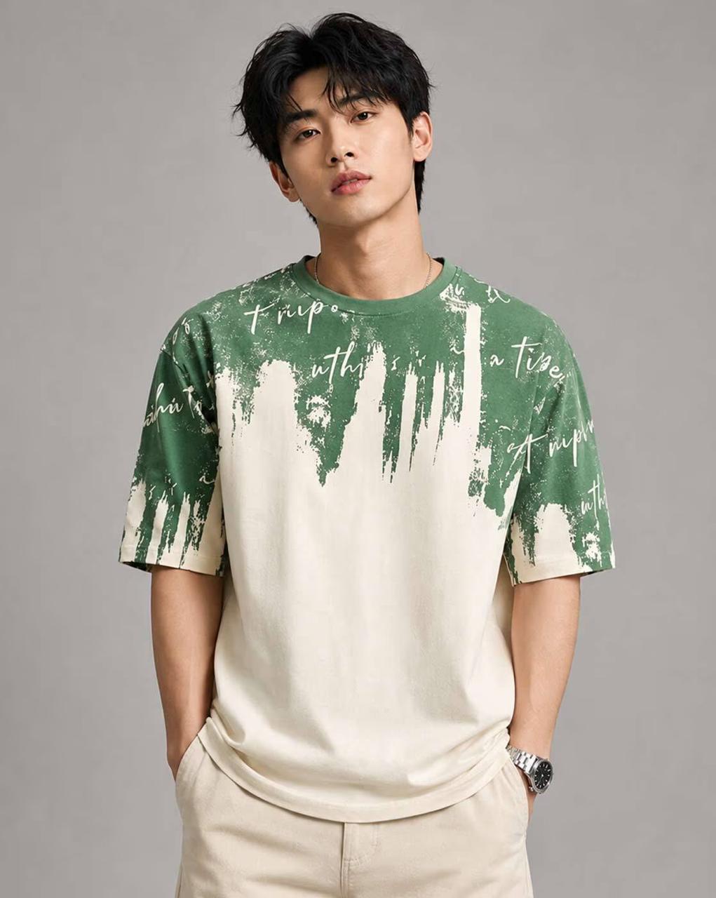 Unidor Men Typographic Print Oversized Round-neck 