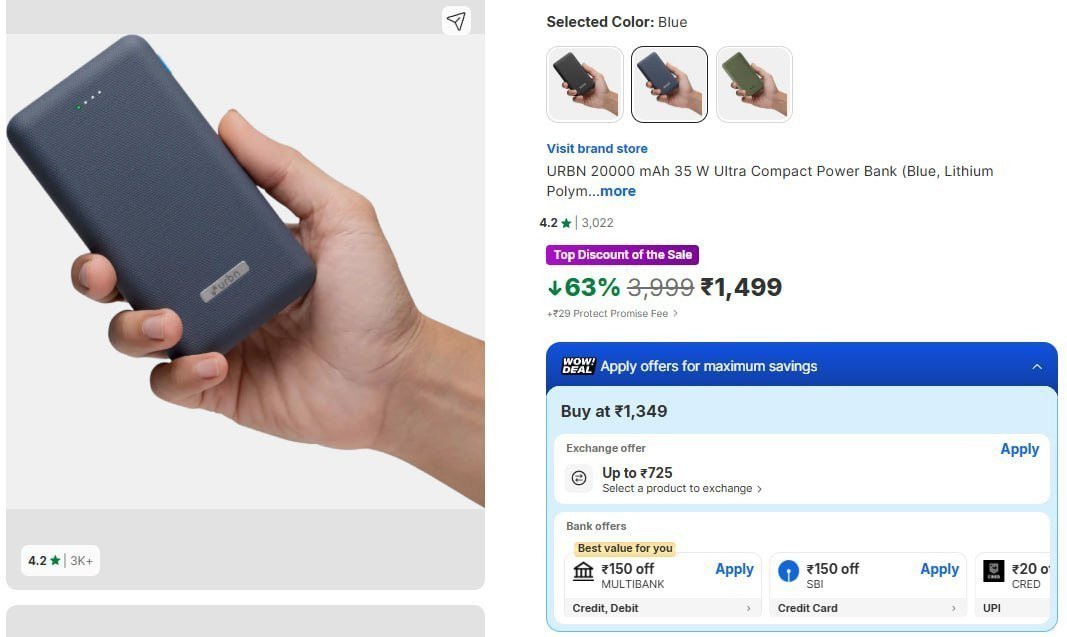Urbn 20 000 Mah 35w Powerbank 1499 Get 140 Using A