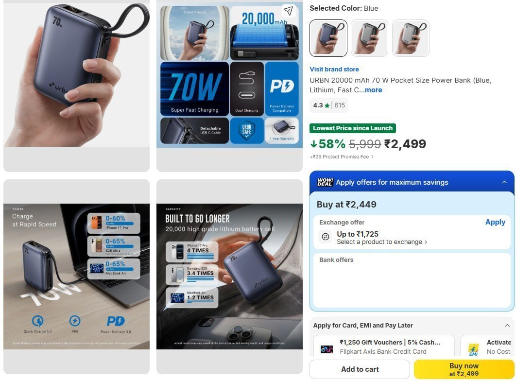 Urbn 20000 Mah 70 W Laptop Powerbank 2499 Tim