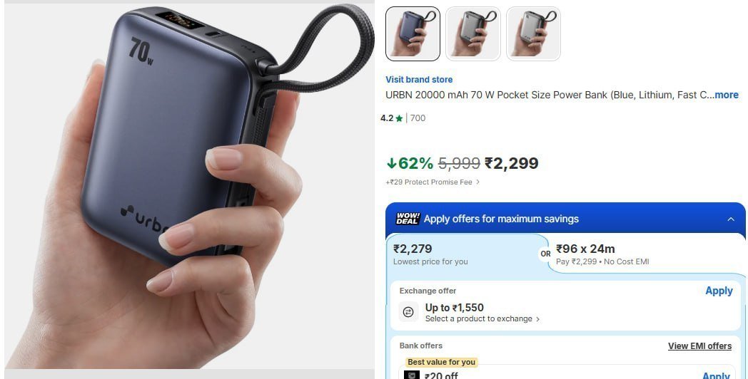 Urbn 20000 Mah 70 W Pocket Size Power Bank 22