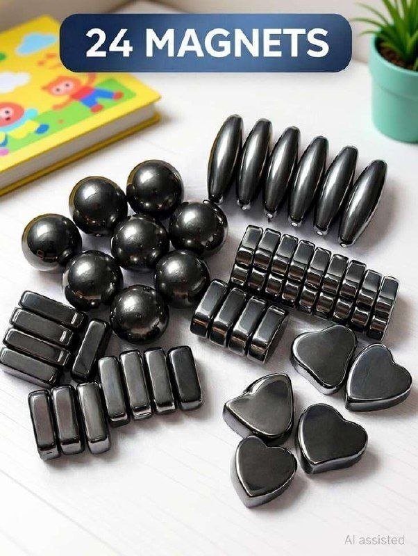 Utsub Magnetic Toy 24 Pcs 5 Shapes Magnetic Shape 