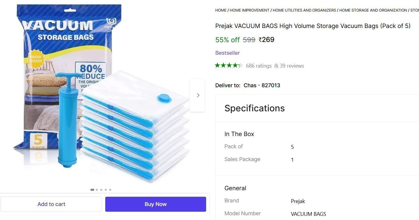 Vacuum Bags (pack Of 5) 269