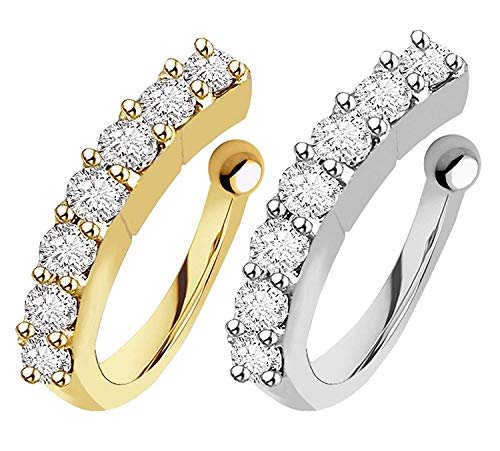 Vama Fashions 2 Pcs 18k Gold Silver Nose Pin 